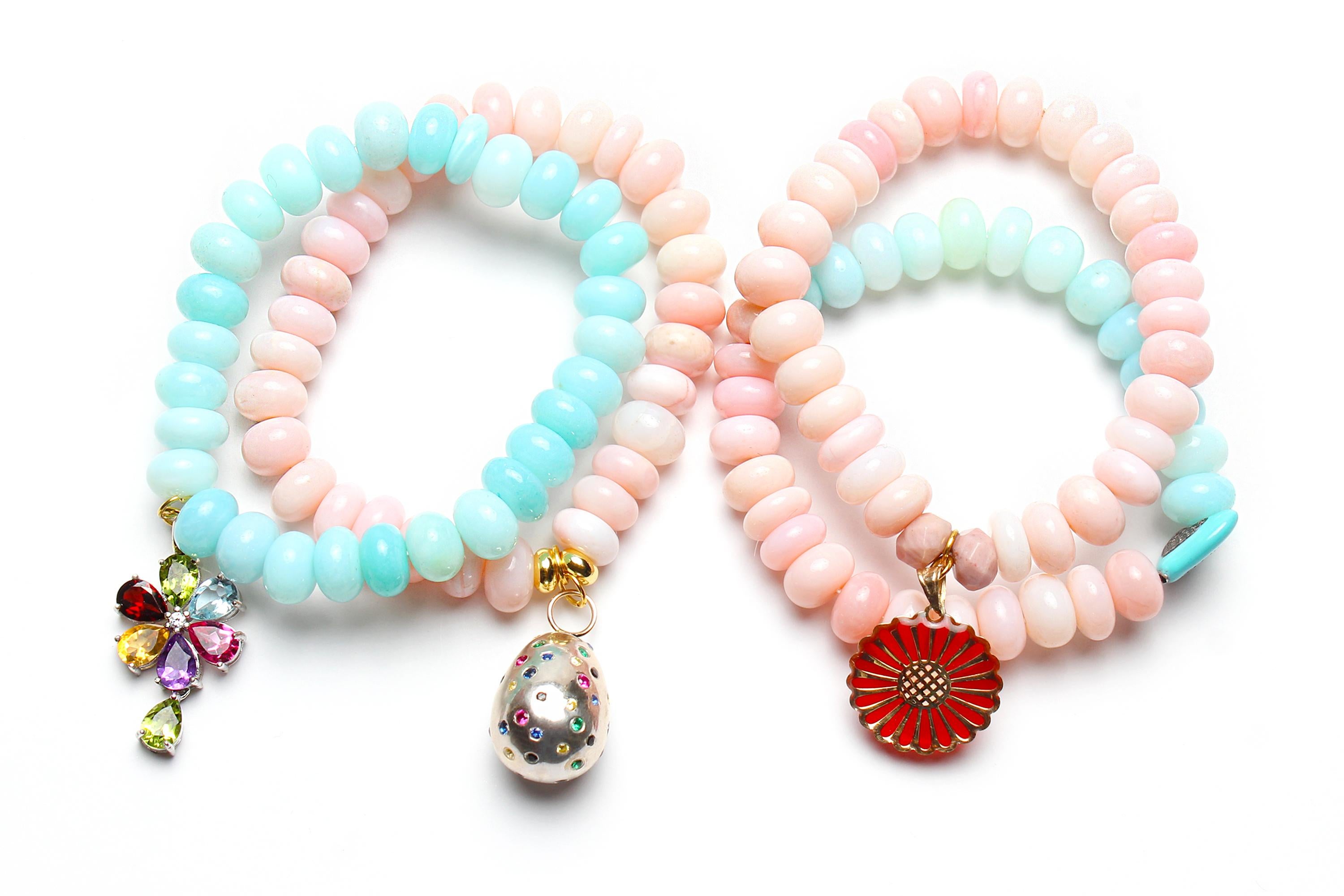 Collection de 5 bracelets Clarissa Brownman en perles de coton, quartz bonbons en vente 6