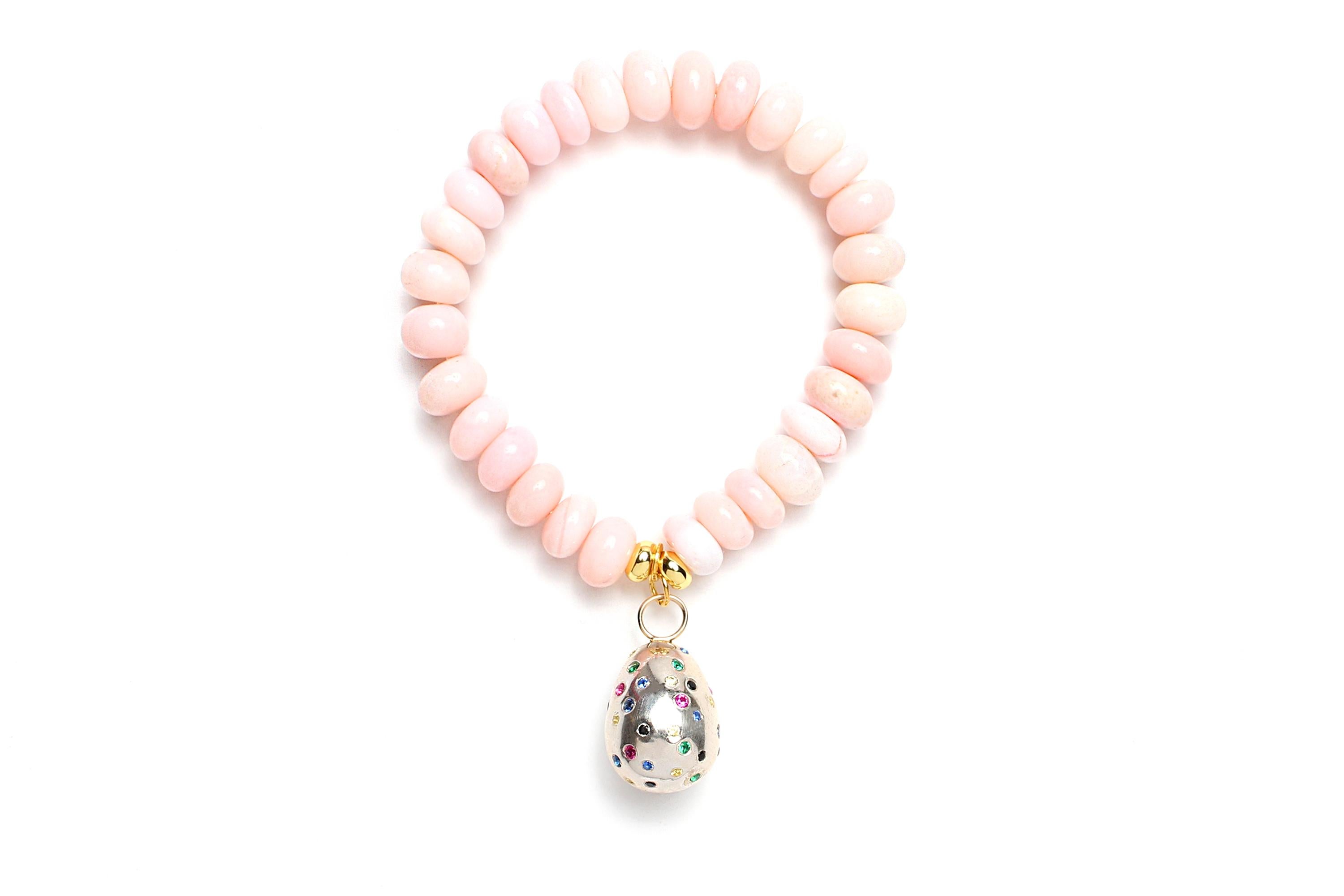 Collection de 5 bracelets Clarissa Brownman en perles de coton, quartz bonbons en vente 8