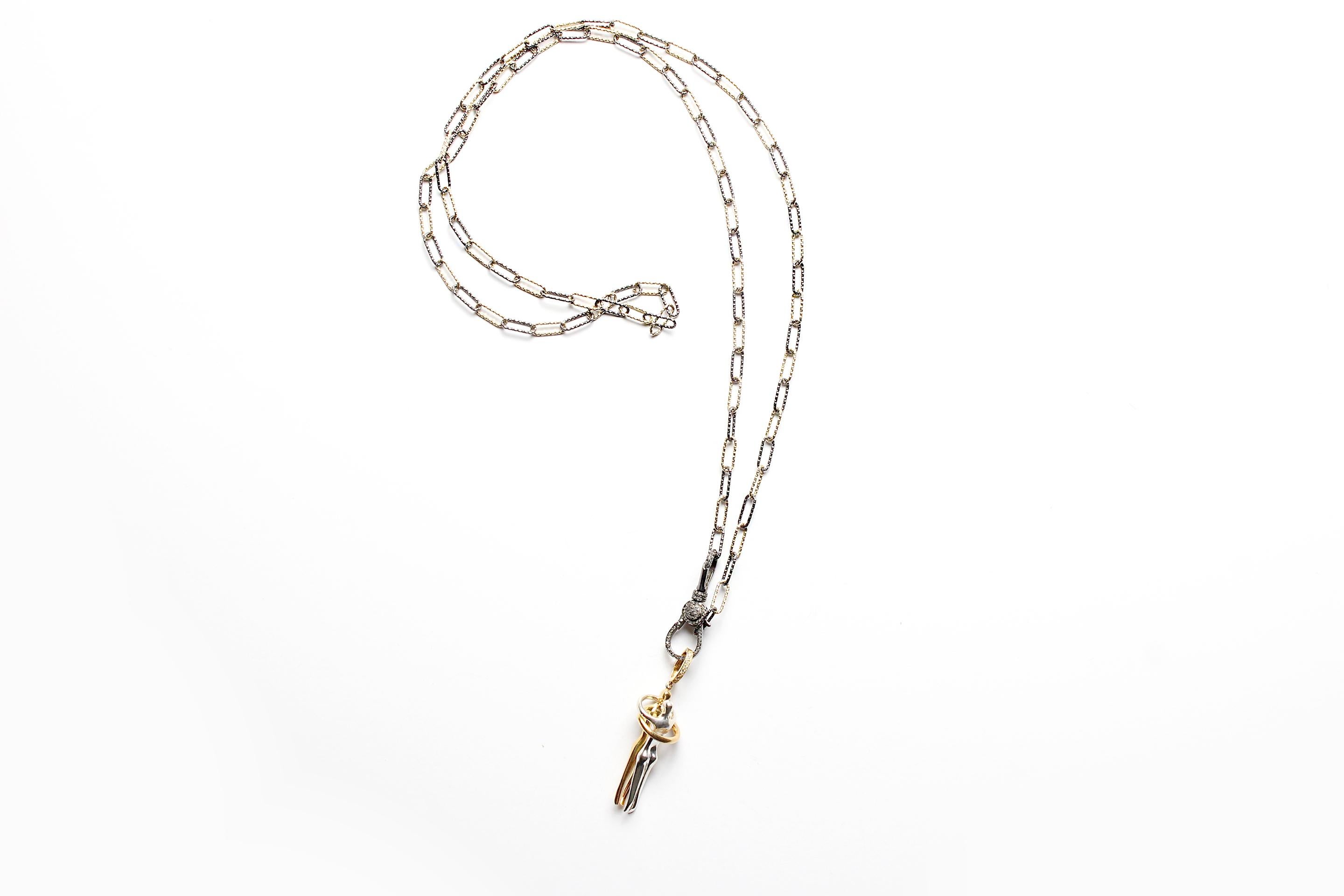 CLARISSA BRONFMAN Couple's Embrace Pendant & Gold Rhodium Diamond Chain Necklace For Sale 1