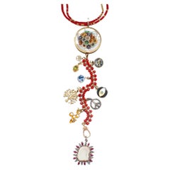 CLARISSA BRONFMAN "Crimson Everglades" Ruby Diamond Gold Symbol Tree Necklace
