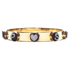 Clarissa Bronfman Bracelet jonc personnalisé « Circle of Love » en or 14 carats avec diamants et ébène