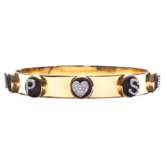 Clarissa Bronfman Custom ""Circle of Love"" 14k Gold Diamant-Ebenholz-Armreif