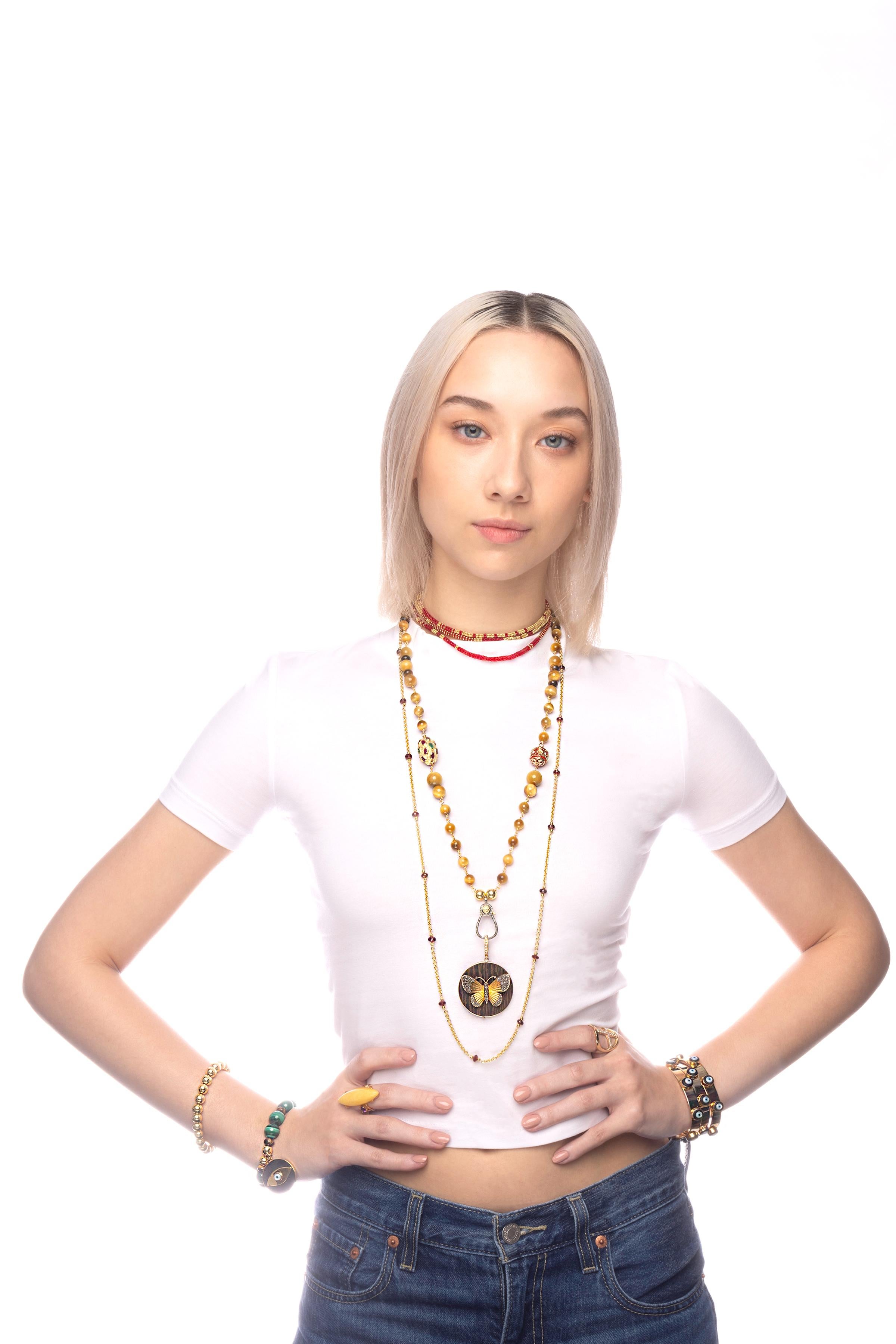 Clarissa Bronfman Diamante in oro 14K Ciondolo Amore in ebano Collana in oro nero Alonso In condizioni Nuovo in vendita a New York, NY