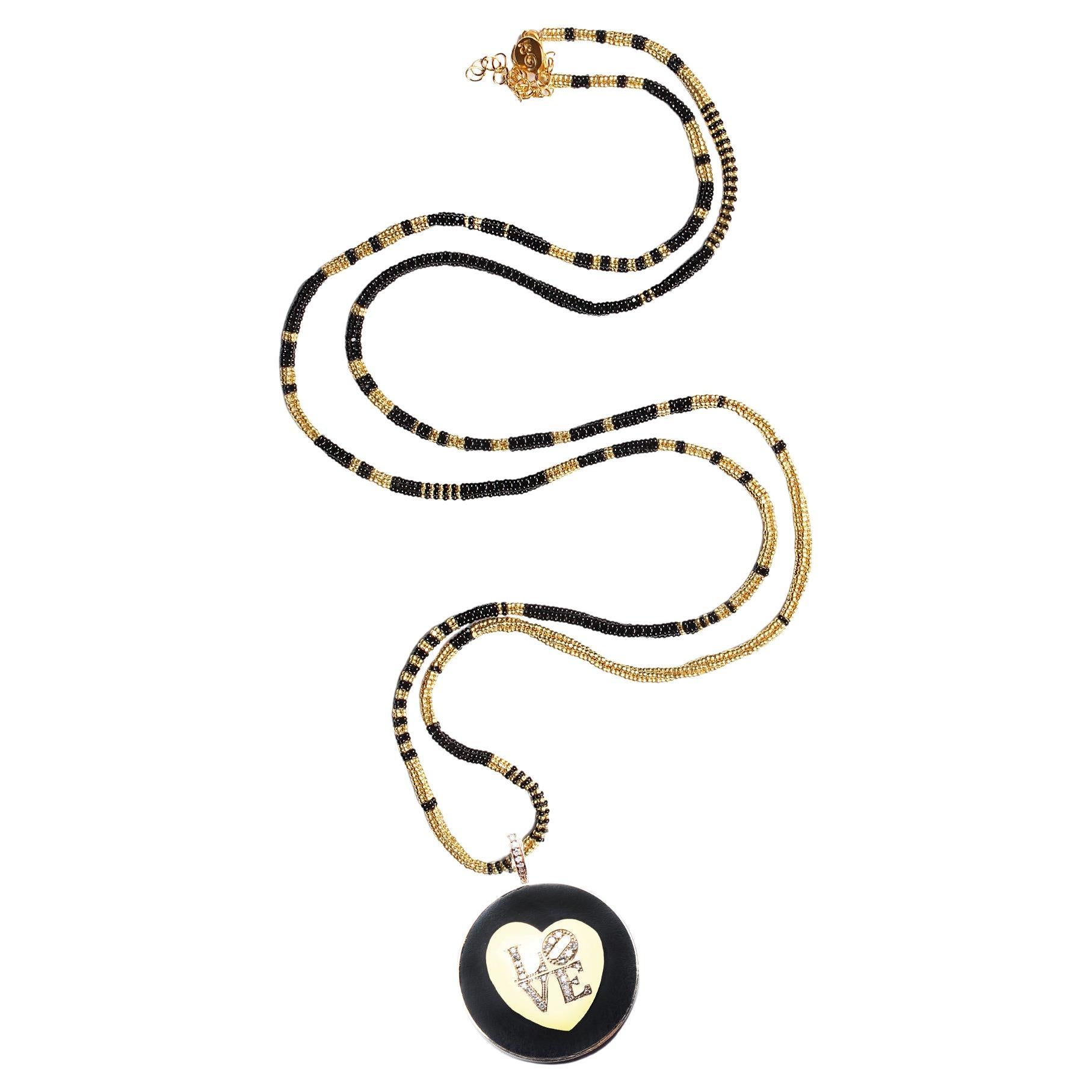 Clarissa Bronfman Diamante in oro 14K Ciondolo Amore in ebano Collana in oro nero Alonso