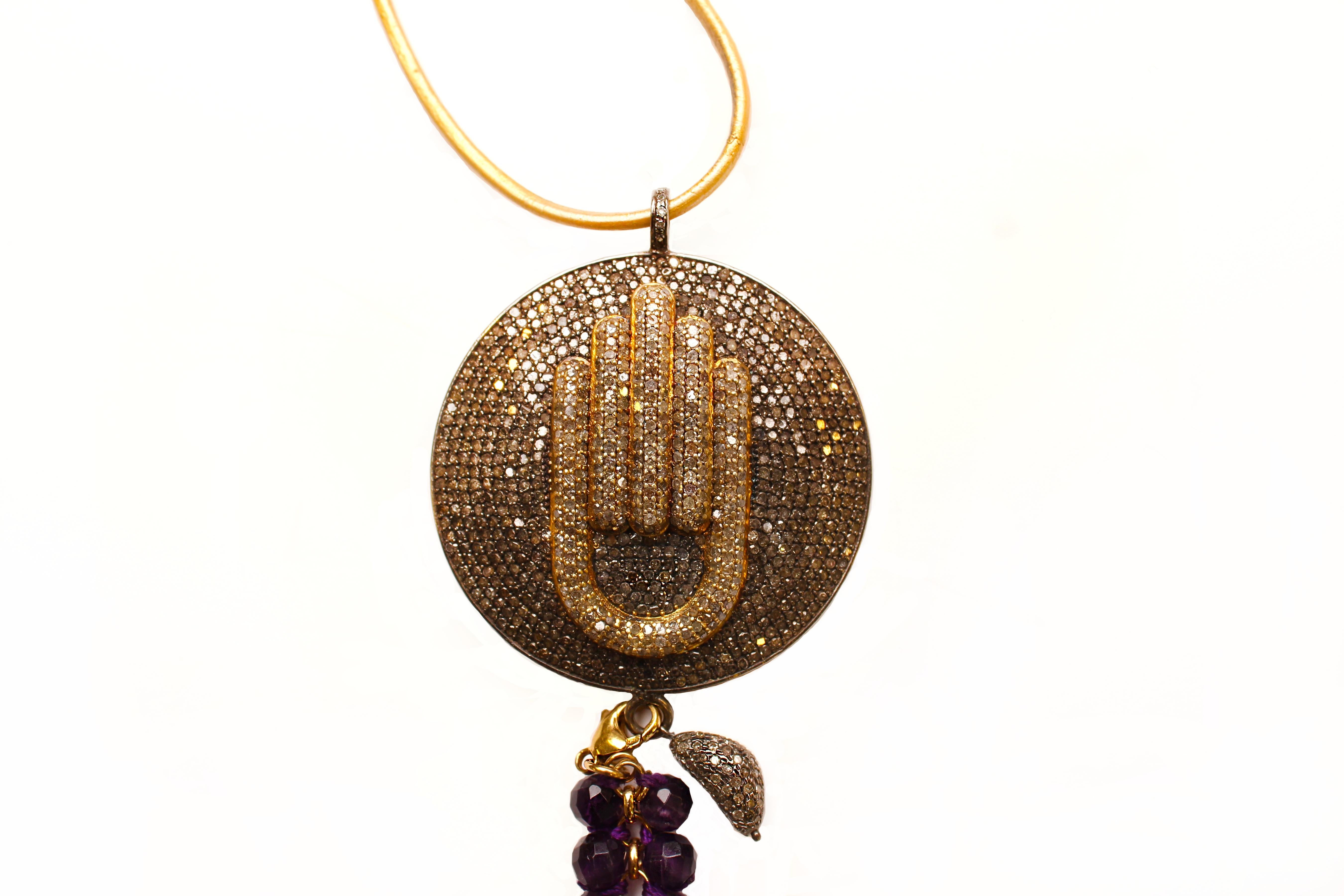 Clarissa Bronfman Diamond, Amethyst, Ruby 'Voo Doo' Symbol Tree Necklace In New Condition In New York, NY