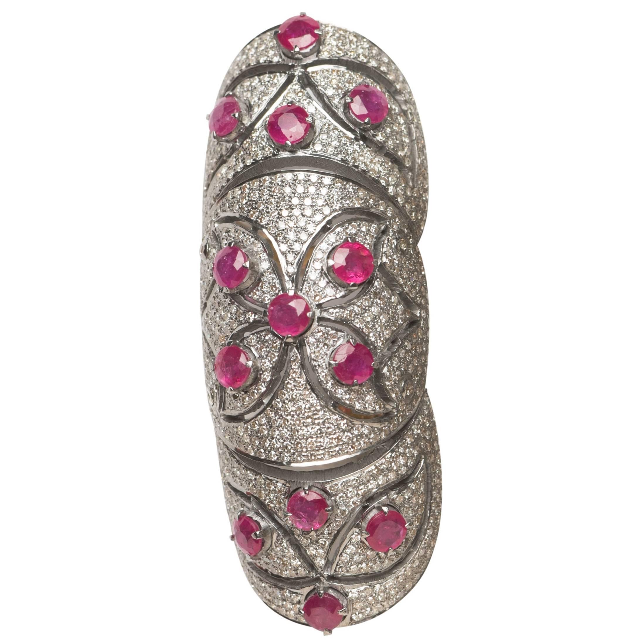 Clarissa Bronfman Diamond and Ruby 'Gladiator' Ring For Sale