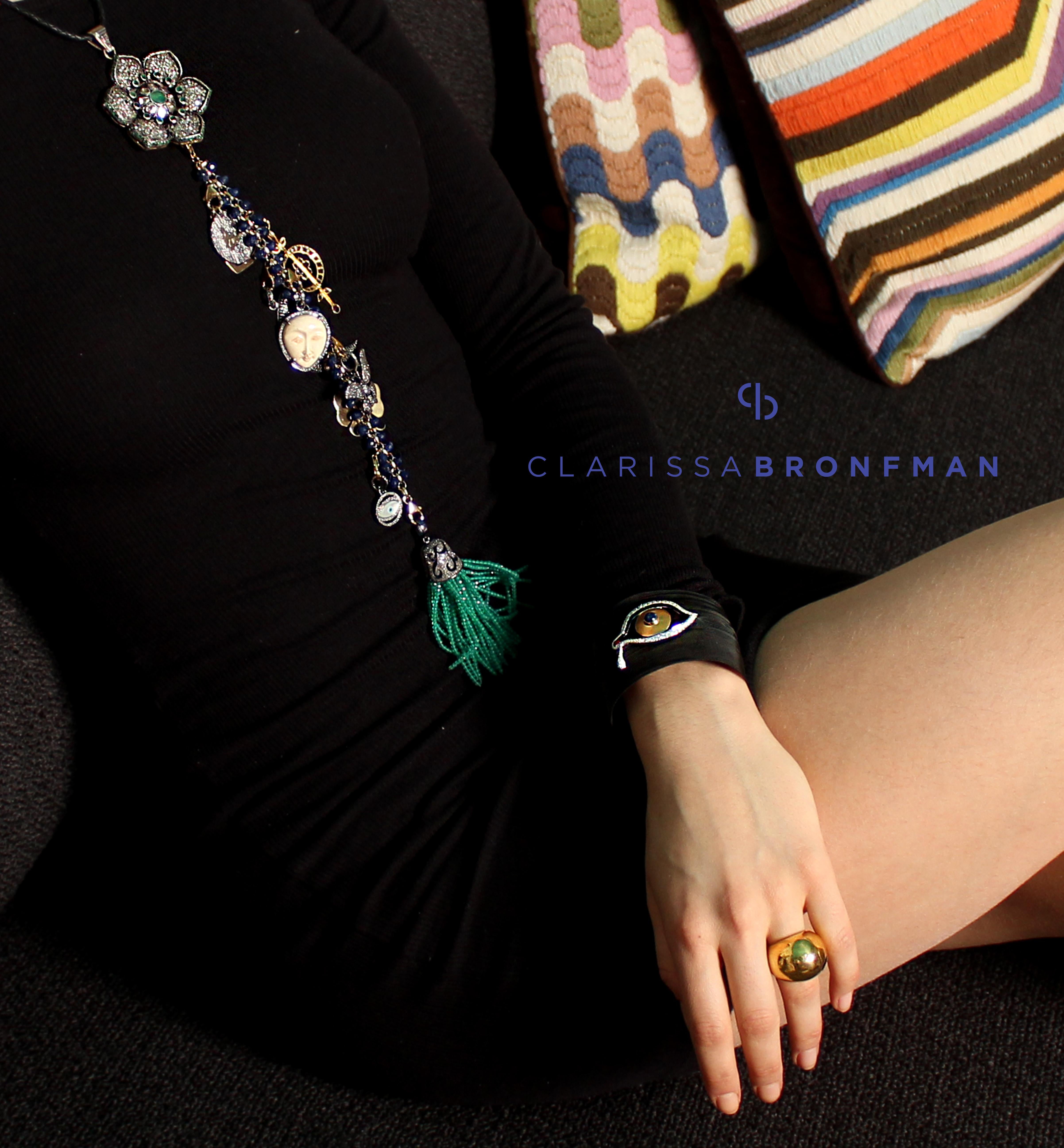 Clarissa Bronfman Diamond and Sapphire Black 'Dali Eye Mesh' Bracelet  2