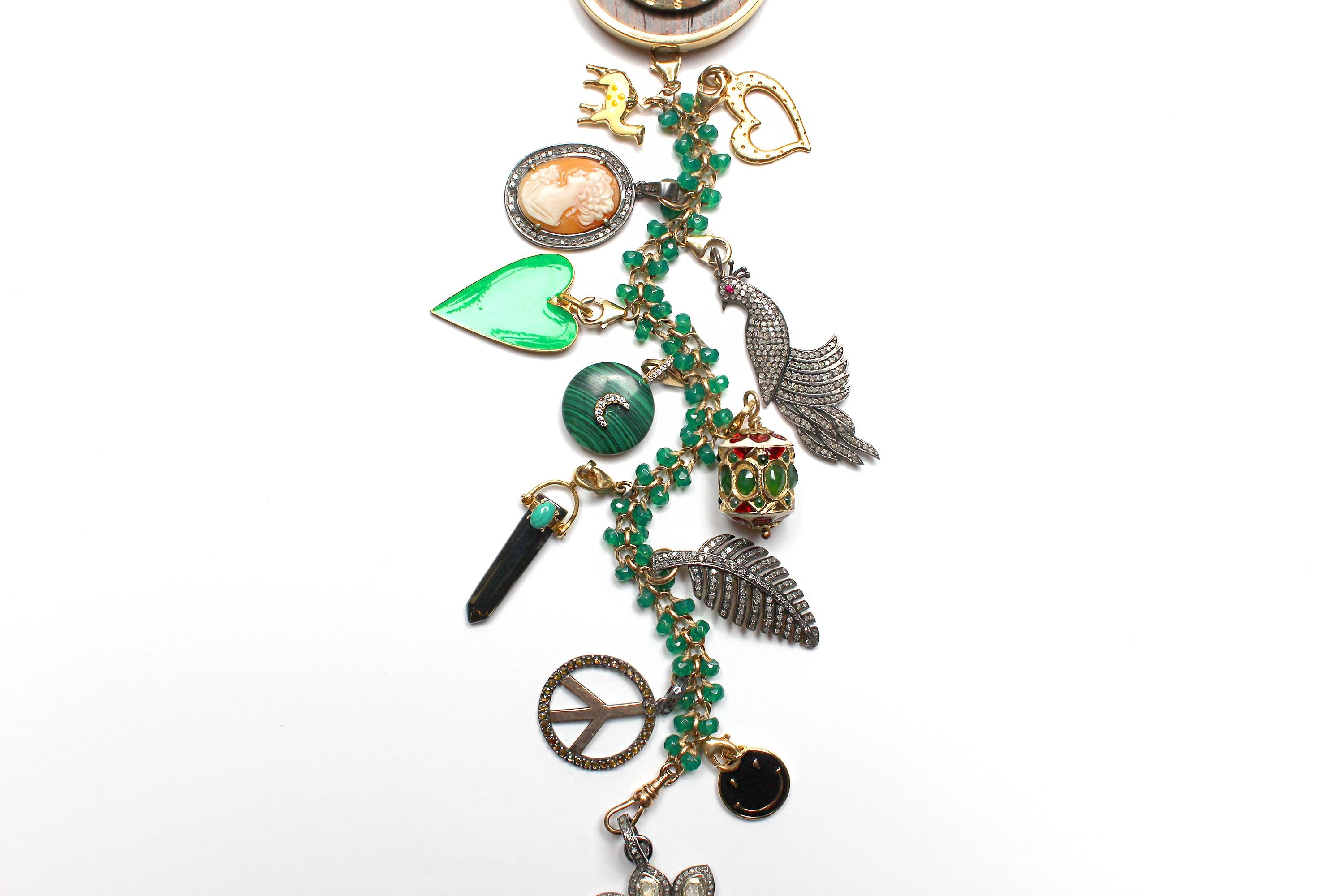 Women's or Men's Clarissa Bronfman Diamond Emerald Malachite Wherever You May Go Symbol Tree Neck For Sale