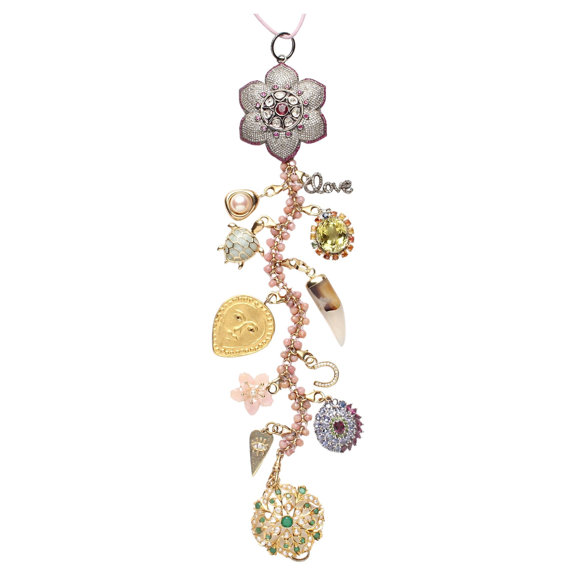 CLARISSA BRONFMAN Diamond Gold PeridotQuartz Azaelia Jardin Symbol Tree Necklace