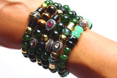 CLARISSA BRONFMAN Diamond Ruby Gold Onyx Emerald Agate Beaded Bracelet Lot of 6
