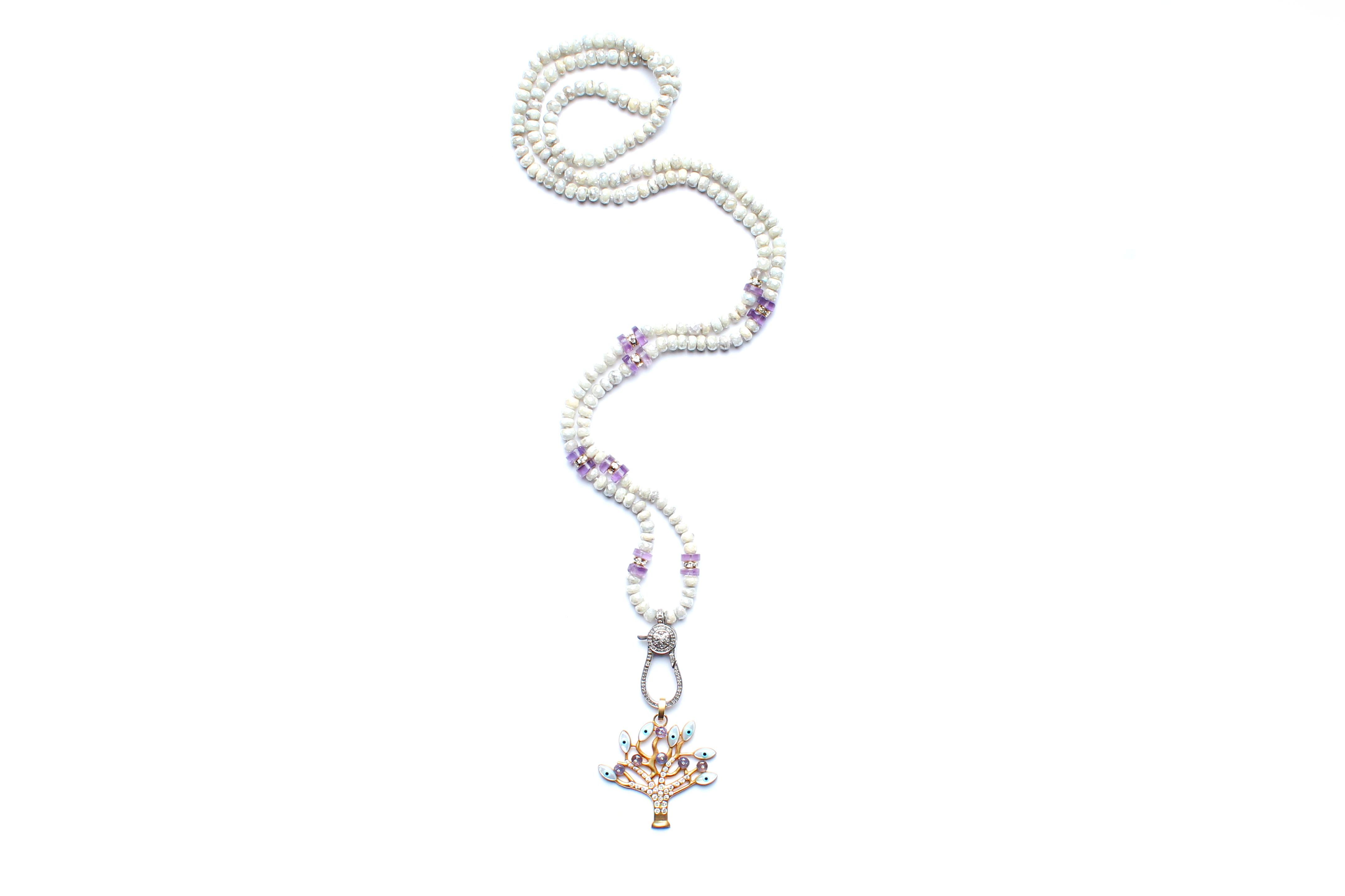 Clarissa Bronfman Collar Árbol de la Vida de diamantes, plata, esmalte y oro de 14 quilates Contemporáneo