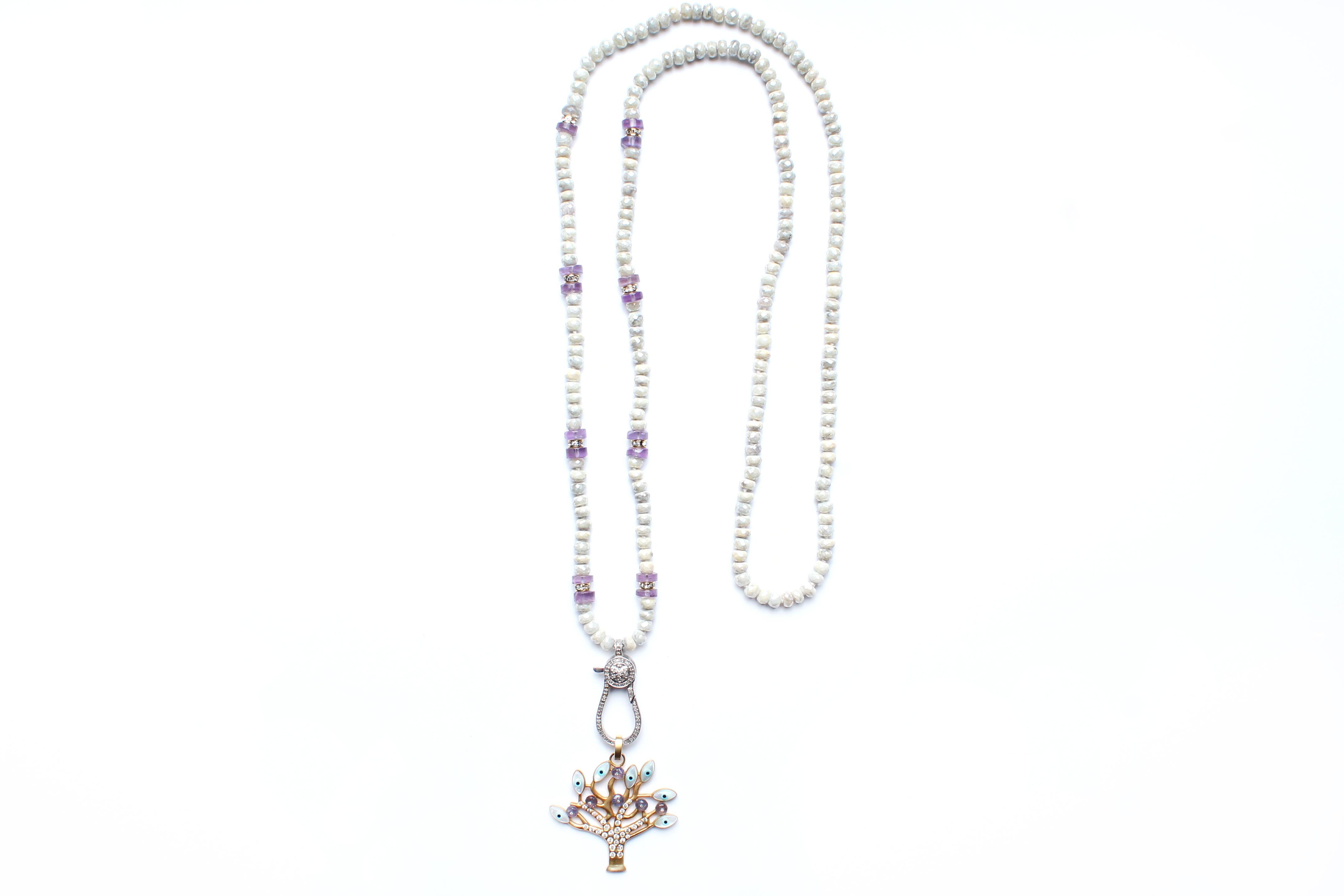 Clarissa Bronfman Collar Árbol de la Vida de diamantes, plata, esmalte y oro de 14 quilates en Nuevo Estado en New York, NY