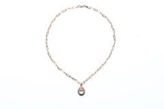 Clarissa Bronfman Diamond Topaz 14k Gold Paper Clip Link Chain Necklace