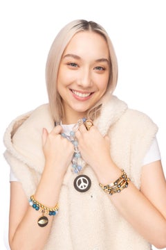 CLARISSA BRONFMAN Double Strand Aquamarine Necklace & Bone Diamond Ebony Pendant