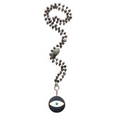 CLARISSA BRONFMAN Ebony 14k Diamond Evil Eye Pendant & Tourmaline Emerald Rosary