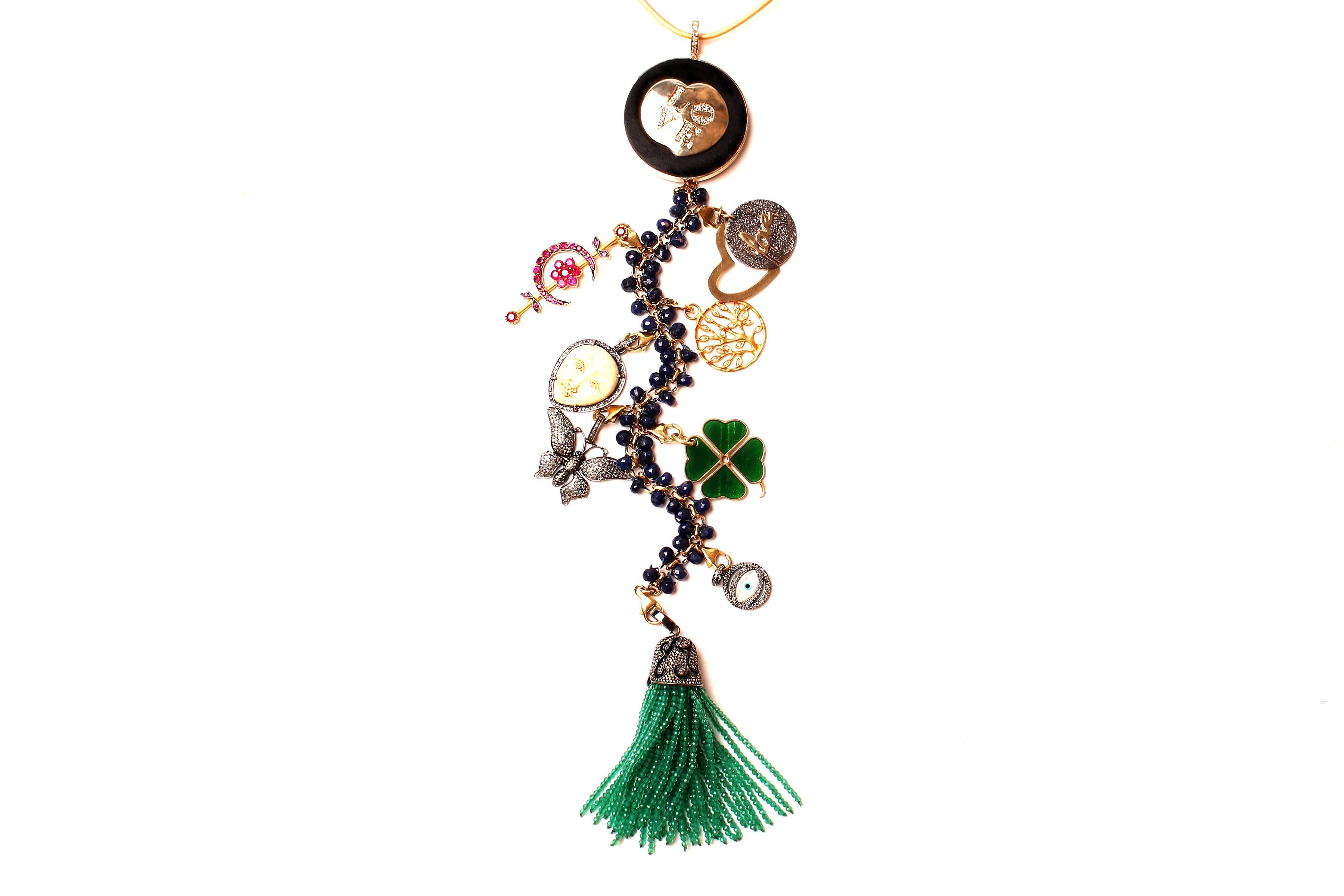 Contemporary Clarissa Bronfman Ebony, Diamond, Lapis, Ruby 'Hamptons Classic' Symbol Tree 