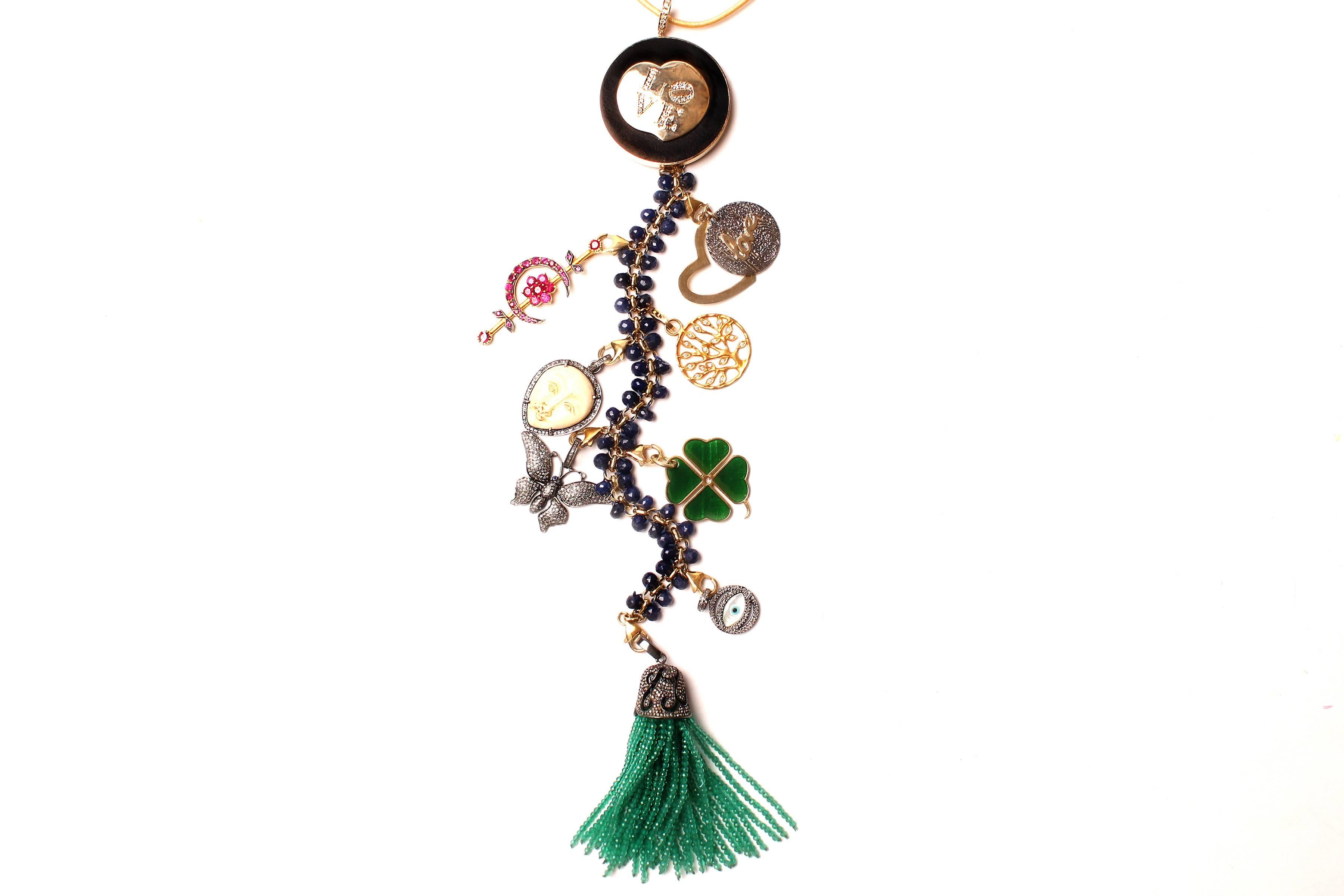 Clarissa Bronfman Ebony, Diamond, Lapis, Ruby 'Hamptons Classic' Symbol Tree In New Condition In New York, NY