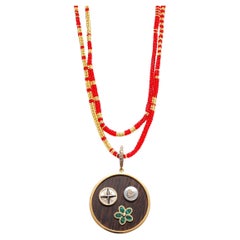 Clarissa Bronfman Collana Alonso in oro rosso con diamanti e malachite in ebano