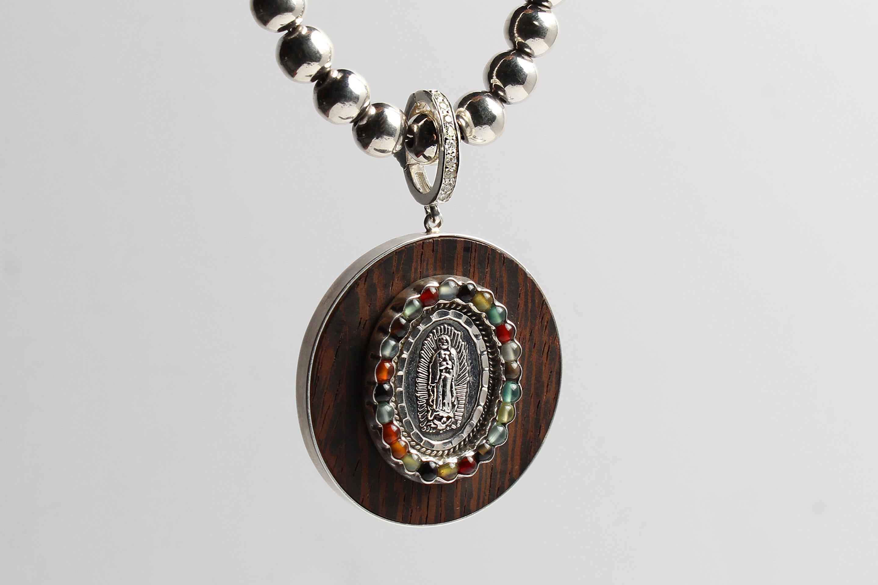 Mixed Cut CLARISSA BRONFMAN Ebony Silver Saint Pendant & Black Silver 