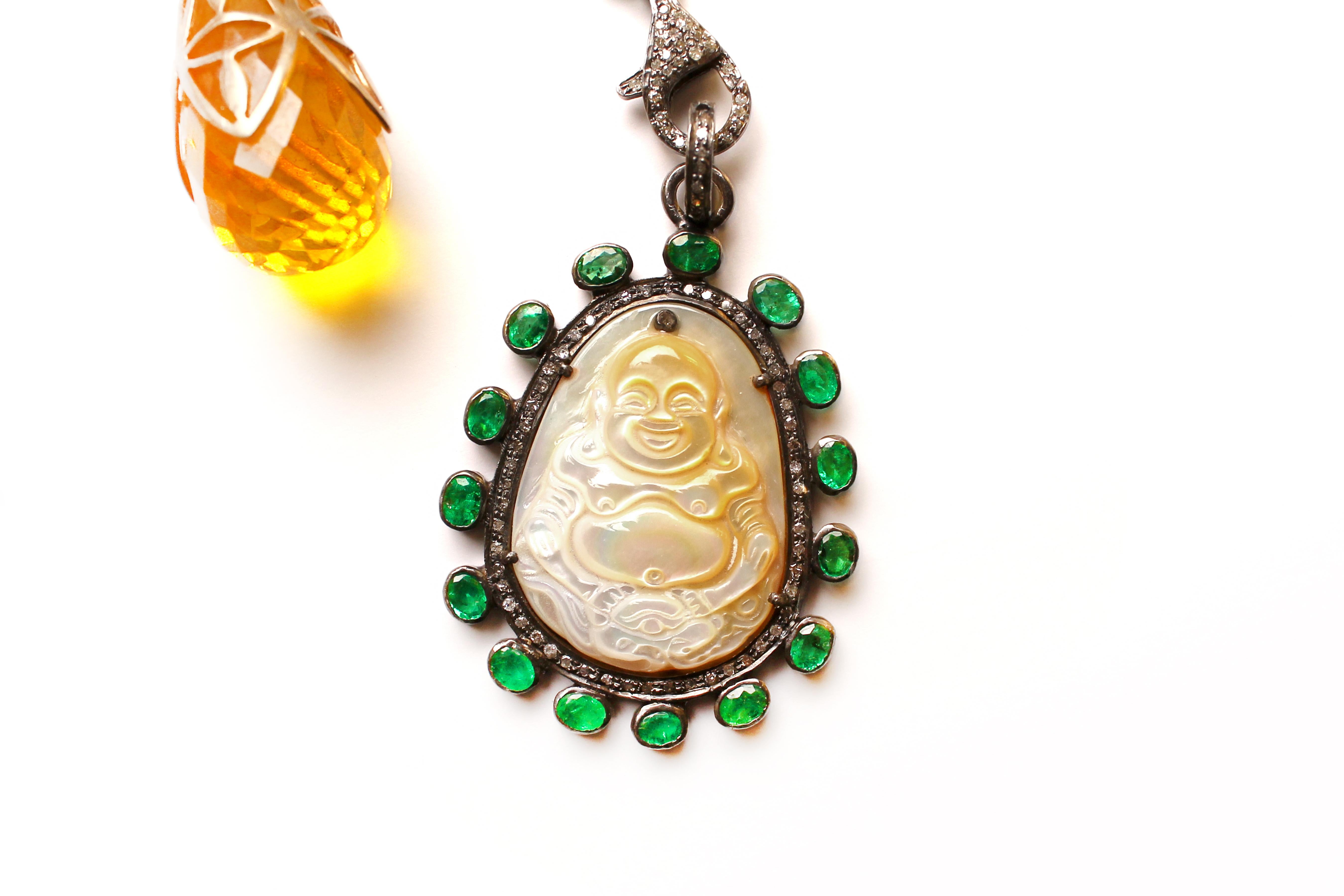 Our signature Symbol Tree Necklaces are each unique and made to be versatile. Attaches to 14 inch Genuine Black Leather Cord, or Silver/Gold Silk Cord Auto Lock Clasp (included) so charms cascade down - top and bottom pendants can be removed so