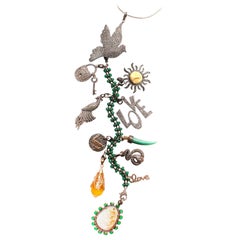 Clarissa Bronfman Emerald, Jade, Diamond 'Secret Story' Symbol Tree Necklace