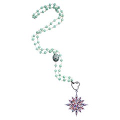 Clarissa Bronfman Emerald, Sapphire, Peridot, Diamond Starburst Pendant Rosary
