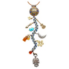 Clarissa Bronfman Epicure 14k Gold Diamond Lapis Aquamarine Symbol Tree Necklace