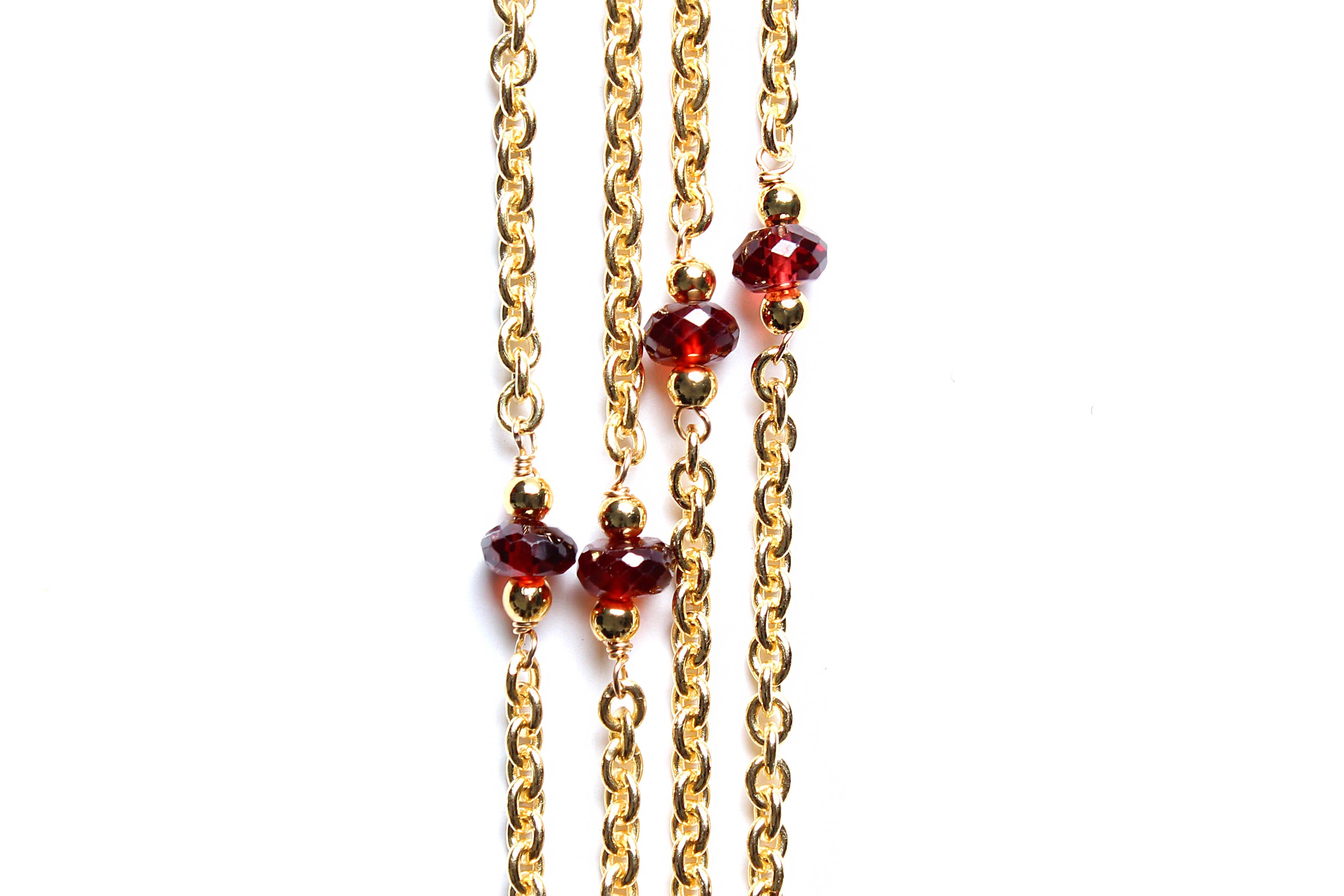 Clarissa Bronfman Garnet Multi Charm & Diamond 14k Caracas Necklace For Sale 5