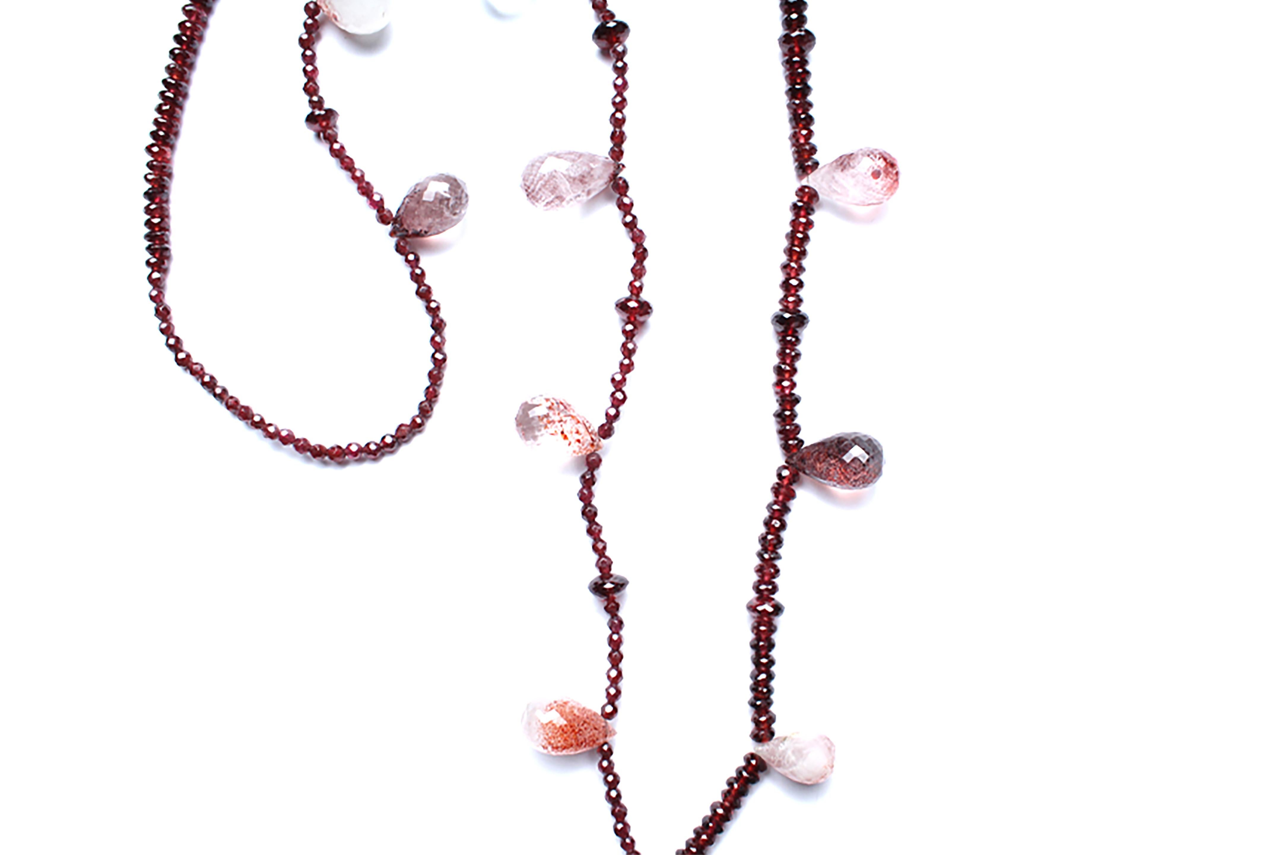 Contemporary Clarissa Bronfman Garnet, Rubellite Diamond Sapphire Flower Pendant Necklace