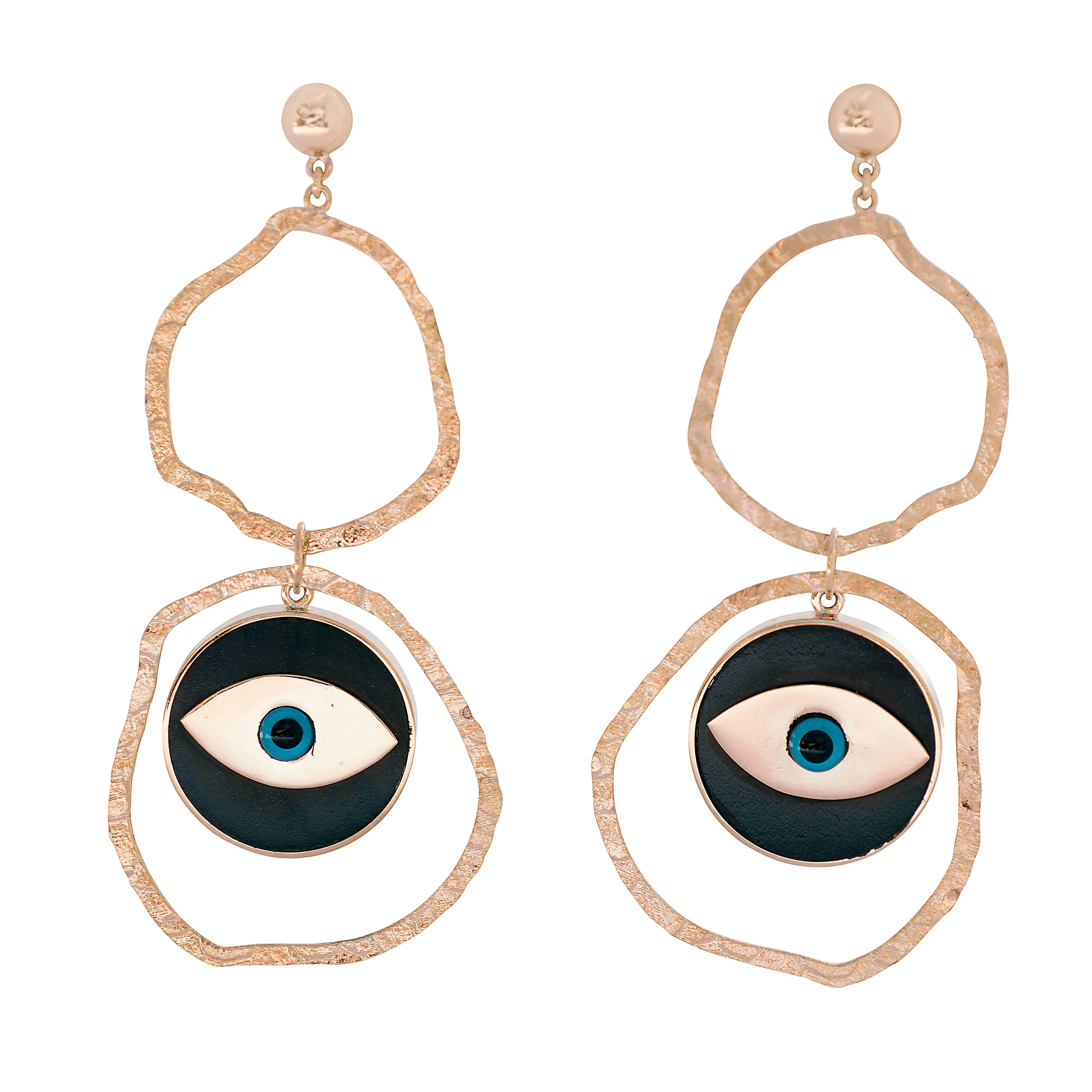 Clarissa Bronfman Gold and Ebony Double Hoop Earrings 