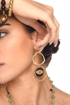 Clarissa Bronfman Doppelreihige Ohrringe aus Gold und Ebenholz