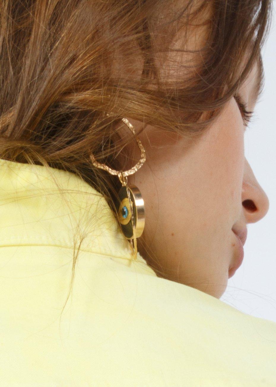 Clarissa Bronfman Gold and Ebony Double Hoop Earrings  In New Condition For Sale In New York, NY