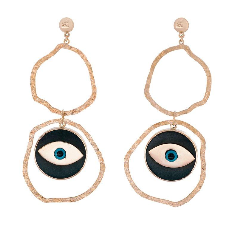 Clarissa Bronfman Gold and Ebony Double Hoop Earrings  For Sale 2