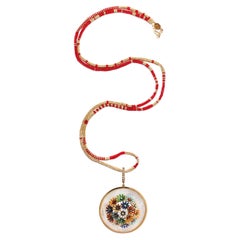 CLARISSA BRONFMAN Gold Diamond Pearl Flower Pendant & Red Gold "Alonso" Necklace