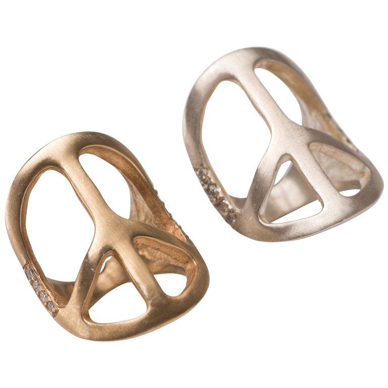 Mixed Cut Clarissa Bronfman Gold Plated and Diamond Peace Ring