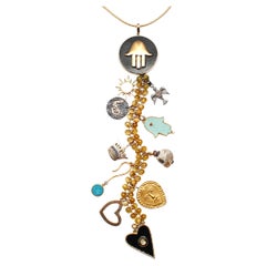 CLARISSA BRONFMAN "Hand Of The Beholder" Ebony Gold Diamond Symbol Tree Necklace