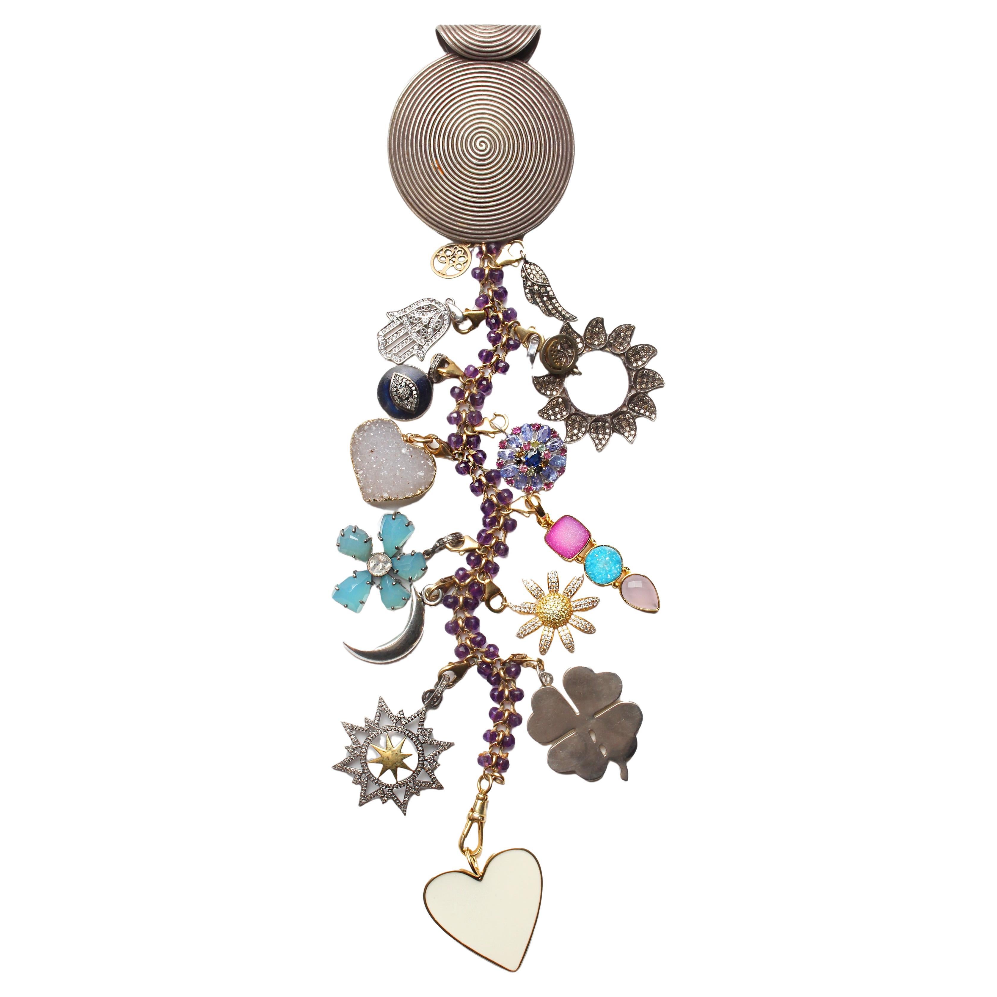 CLARISSA BRONFMAN "Indigo Expanse" Collar Árbol Símbolo Amatista Diamante Ágata