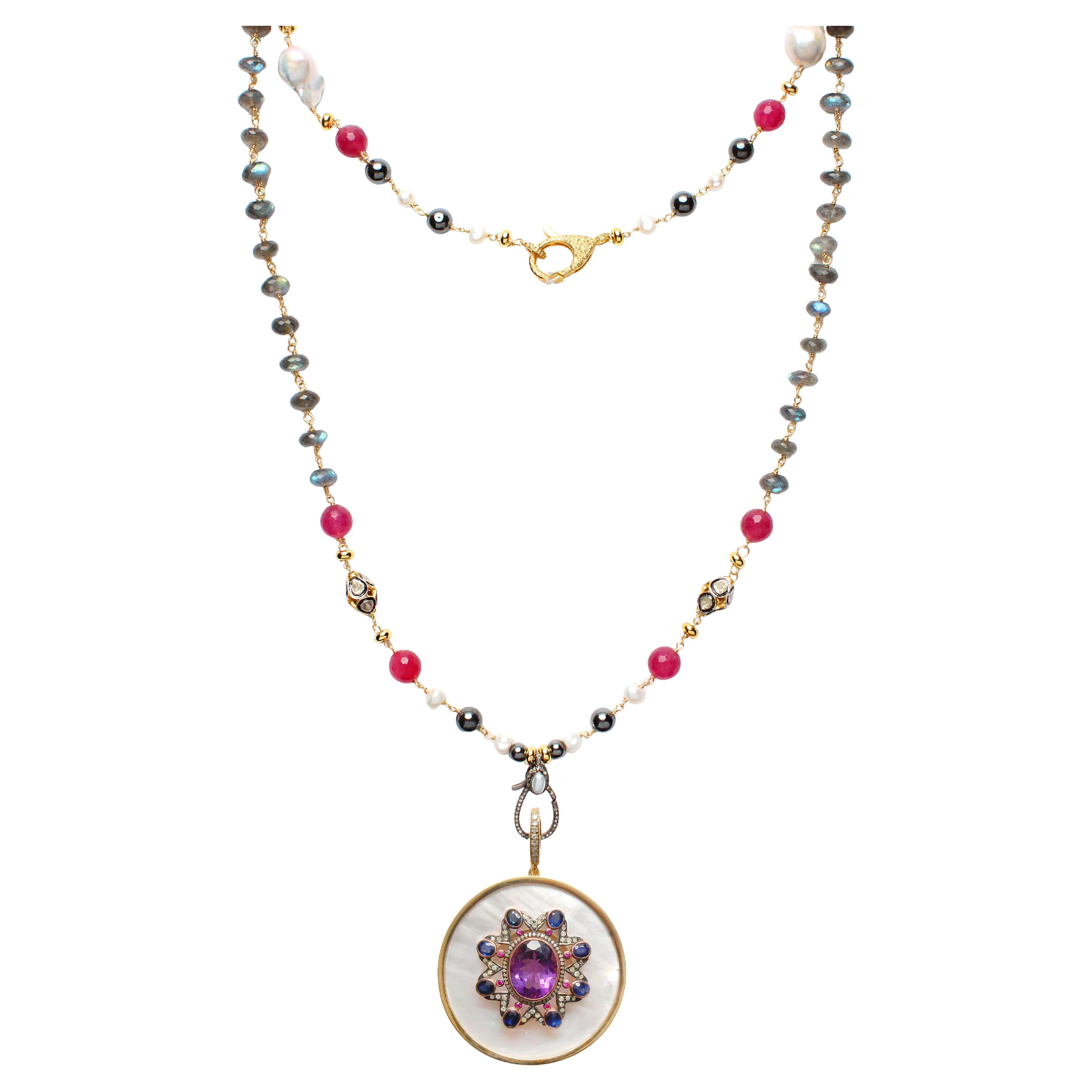 CLARISSA BRONFMAN Labradorite Ruby Carmen Necklace
Amethyst MotherOfPearl