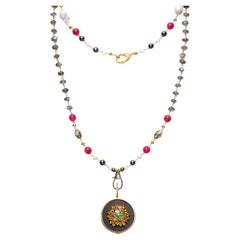 CLARISSA BRONFMAN Labradorite Ruby Diamond Carmen Necklace Ebony Citrine Pendant