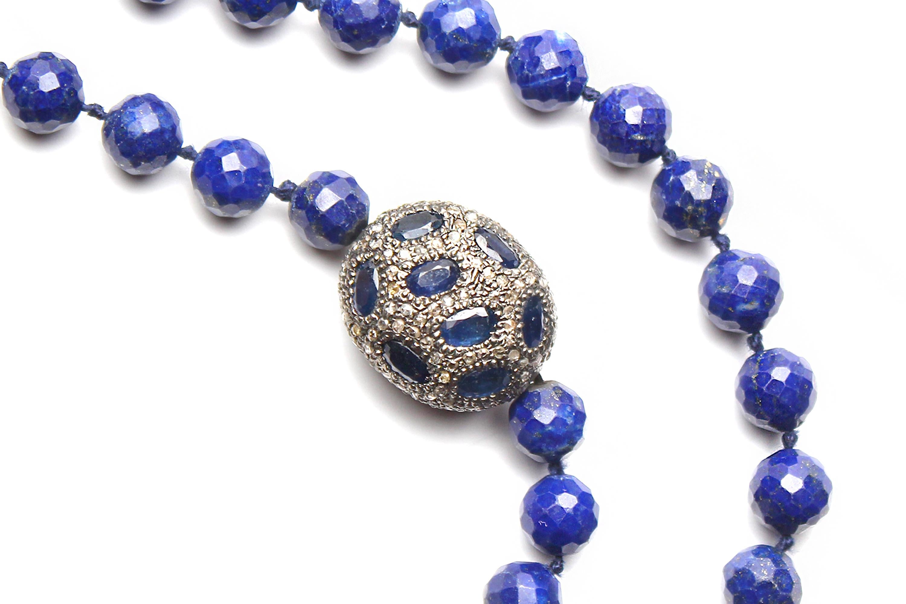 Contemporary CLARISSA BRONFMAN Lapis Diamond Sapphire Cross Necklace &  Ebony Cross Pendant For Sale