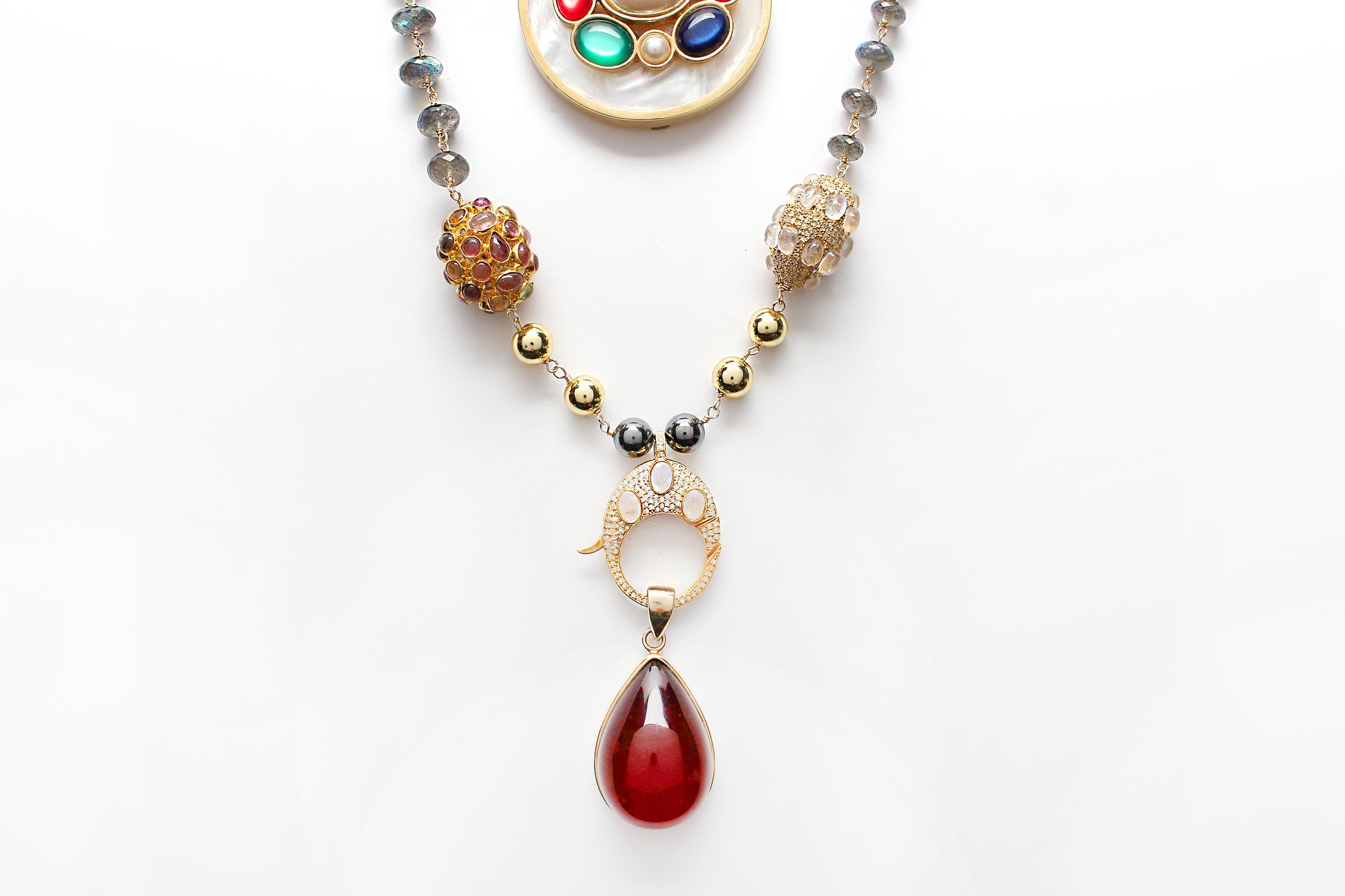 CLARISSA BRONFMAN Lapislazuli Labradorit Diamant „Carmen“ Rosary & zwei Anhänger (Zeitgenössisch) im Angebot