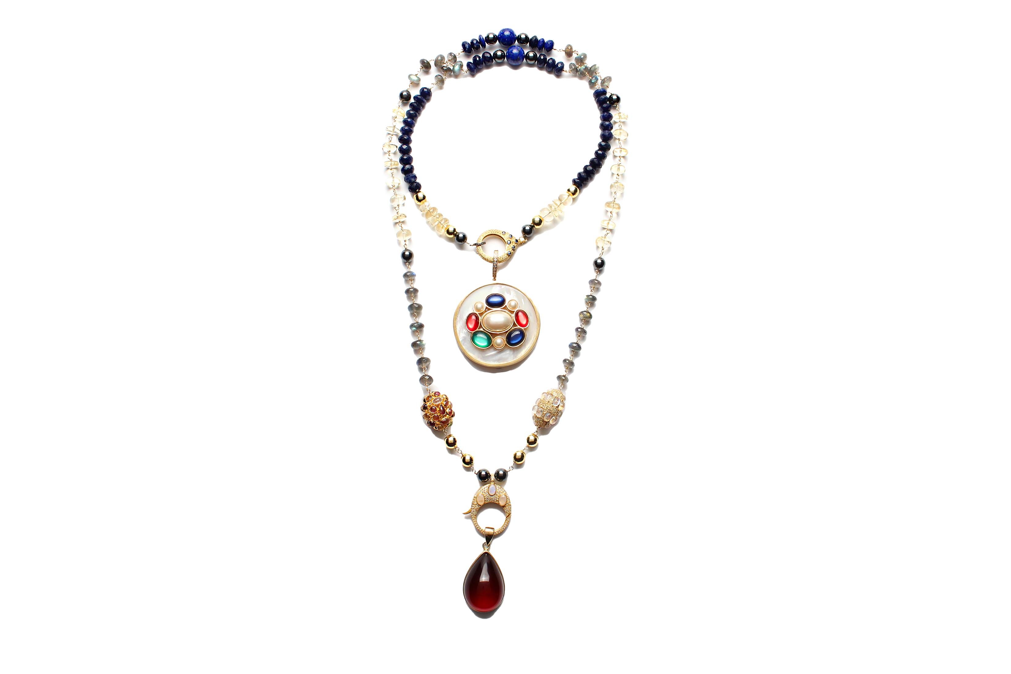 CLARISSA BRONFMAN Lapislazuli Labradorit Diamant „Carmen“ Rosary & zwei Anhänger im Angebot 2