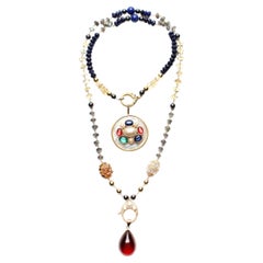 CLARISSA BRONFMAN Lapislazuli Labradorit Diamant „Carmen“ Rosary & zwei Anhänger