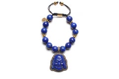 Clarissa Bronfman Lapislazuli Diamant Buddha Perlen Armband verstellbar