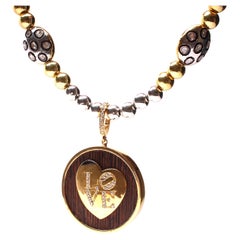 Clarissa Bronfman Love Ebony 14k Gold Diamond Pendant & Two Tone Polki Chain