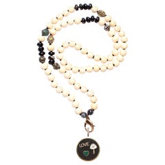 Clarissa Bronfman Love Goldmalachite Ebony Pendant Peridot Diamond Bone Necklace