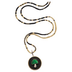 ClariSSA BRONFMAN Malachit 14k Gold Ebenholz-Halskette mit Pilz-Anhänger & Alonso Halskette