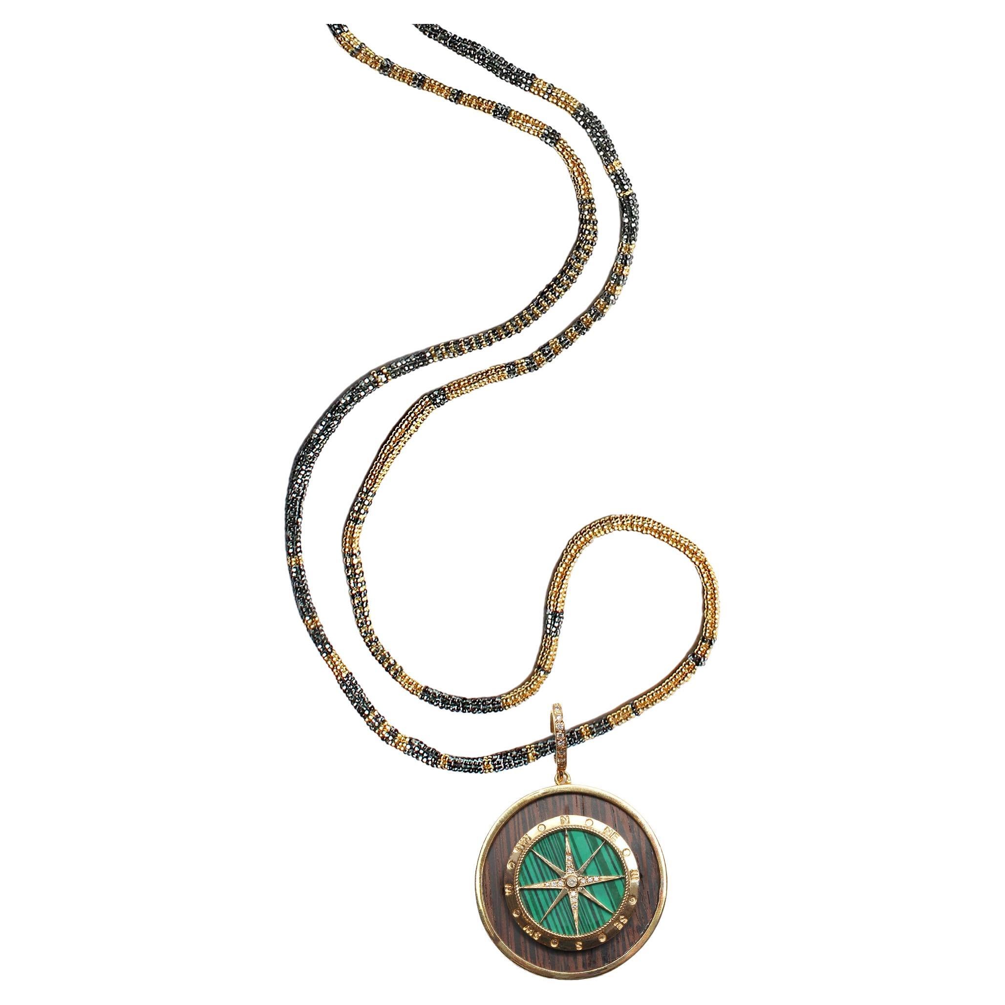 CLARISSA BRONFMAN Malaquita Ébano Oro Brújula Colgante &GreyGold Alonso Collar