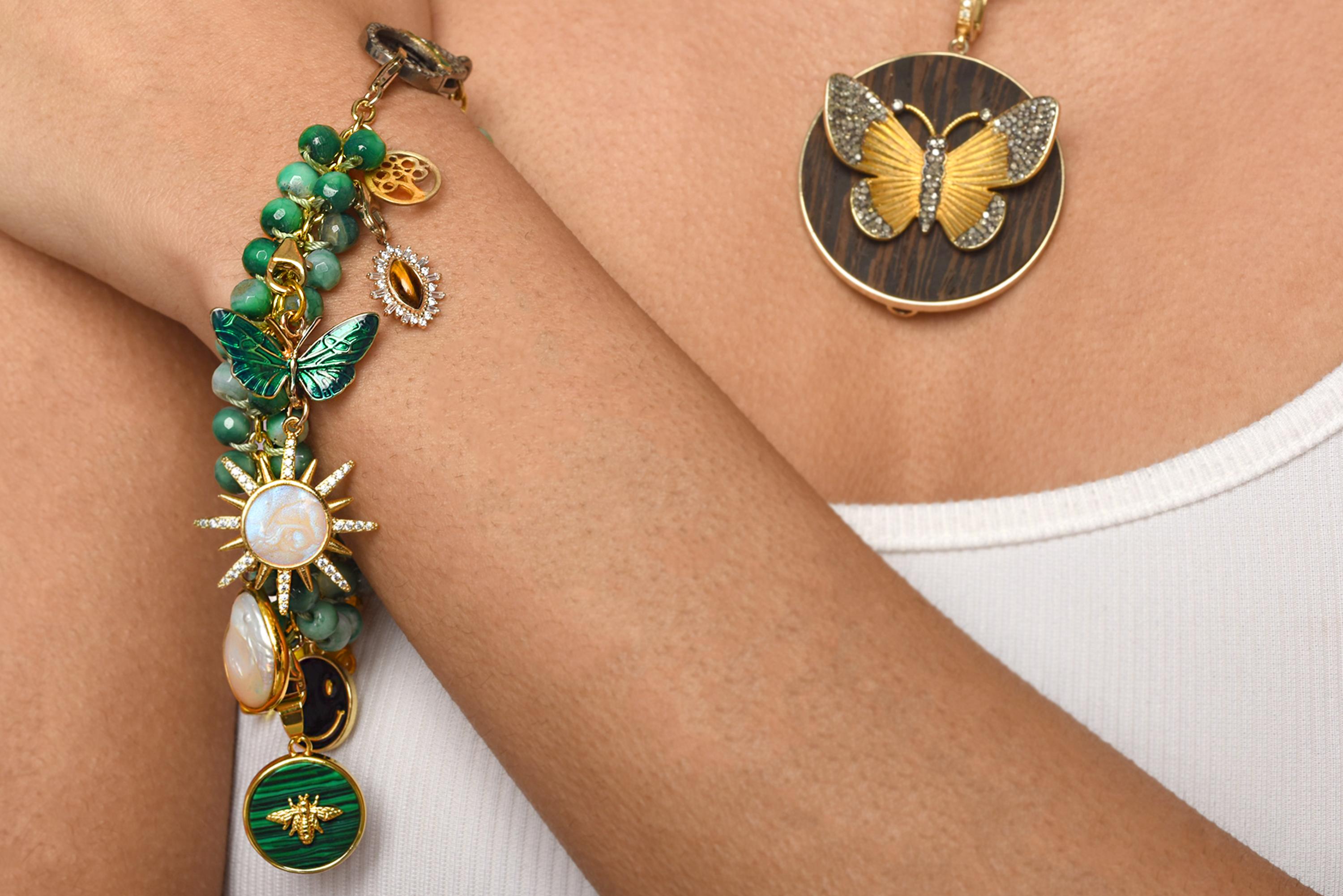 Clarissa Bronfman „Metamorphosis“ 14k Gold Diamant-Perlen-Symbol-Baum-Halskette (Zeitgenössisch) im Angebot