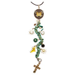 Clarissa Bronfman "Metamorphosis" 14k Gold Diamond Pearl Symbol Tree Necklace